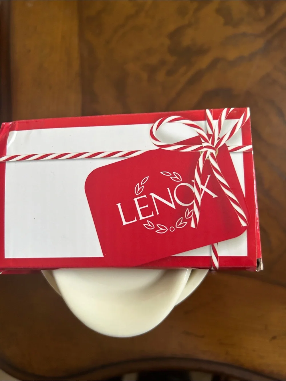 Lenox Holly Pattern Travel Mug - White, Green, Red in original box